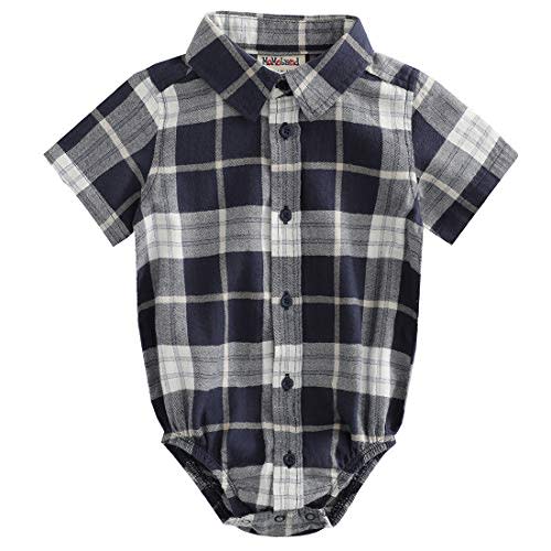 MOMOLAND Infant Baby Boys Woven Button Up Bodysuit Shirt