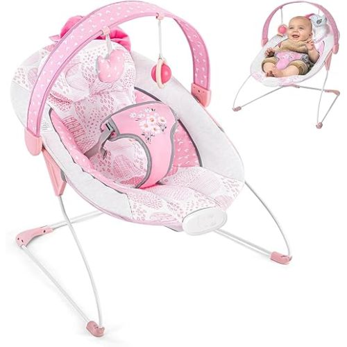 Baby Bouncer, Portable Infant Bouncer, Adjustable and Foldable Baby Rocker with Vibrations,Baby Bouncer Seat for Baby 0-6 Months 6-20 lbs Indoor & Outdoor Use