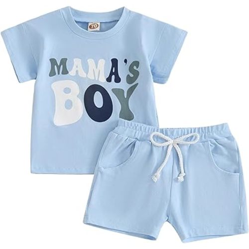 Infant Baby Boy Girl Clothes Set Mama's Boy/Girl Short Sleeve T Shirt Tops Cotton Shorts 2Pcs Summer Outfit