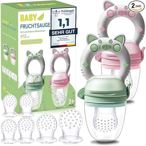 Kaiyingxin® Pacifier for Baby Fruit, 2 Anti-Choke Feeder + 8 Silicone Teats (3 Different Sizes), BPA-Free Teether (Pink + Green) : Amazon.es: Baby Products