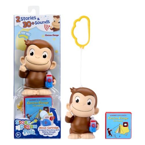 Little Tikes Story Dream Pals Curious George, Interactive Story Telling 4 Figure with Bonus Cartridge, Talks, Lights Up, Key Chain, Ages 3+