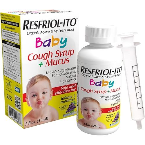 Resfriolito Baby Cough Syrup + Mucus 2 fl oz Infants 2 Months and Older, Natural Grape Flavor with Organic Agave, 2 Fl oz Bottle