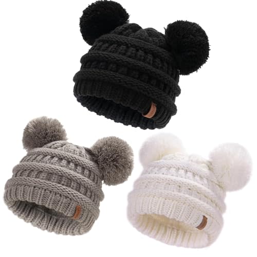 FURTALK Baby Winter Knitted Beanie Hat Soft Warm Lined Pom Pom for Infant Toddler Skull Cap