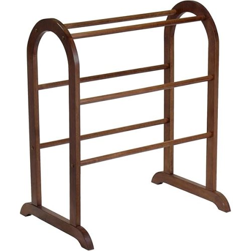 30” Antique Walnut Finished Quilt Rack with Six Long Rods