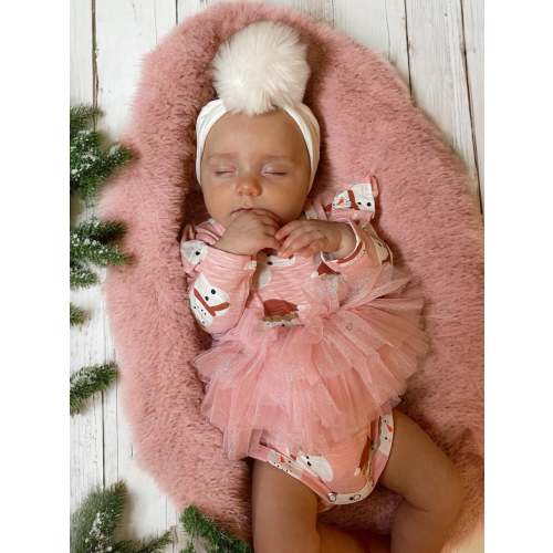Snowman Pink / Organic Long Sleeve Tutu Bodysuit