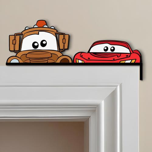 Disney Cars Peekaboo Peeking Peeker Door Corner Sign, Lightning Mcqueen Tow Mater Door Corner Sign, Disney Home Decor, Kid Room Decor
