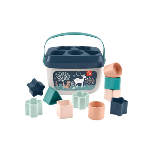 Fisher-Price Stacking Toy Baby’s First Blocks Set of 10 Shapes for Sorting Play for Infants Ages 6+ Months, Navy Fawn​