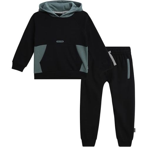 Volcom Infant Toddler Baby Boys Joggers Set - 2 Piece Fleece Pullover Hoodie and Jogger Pants Activewear Set (Sizes: 12M-7)
