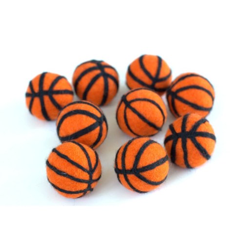Felt Basketball Shapes- Set of 3 or 5- Small Sports Figurine, Newborn Photo Prop, Home Decor Gift- Approx. 1.75"- 100% Wool