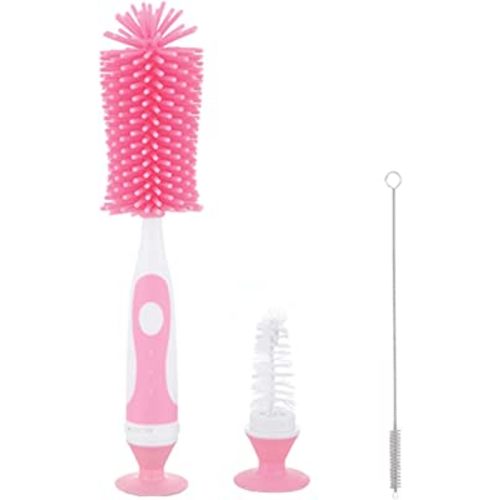 UUKING Baby Bottle Brush Small Bottle Silica Gel Scrubber Cleaner Brushes Set Sponge Washer Milk Water Cleaning Kit Cup, (red)