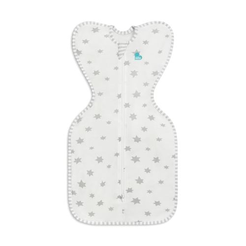 Love to Dream Swaddle UP Lite, Luxuriously Silky Soft Viscose from Bamboo, Get Longer Sleep, Snug Fit Helps Calm Startle Reflex, New Born Essentials for Baby, 0.2 TOG, 13-19 lbs, White Superstar