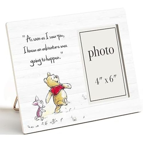 Pooh Bear Quote Picture Frame, Pooh Nursery Decor, Friendship Gifts for Her Him Friends, An Adventure Was Going To Happen Photo Frame for 4 x 6 Inch Photo