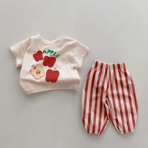 APPLE Baby 2-Piece Red Striped Set