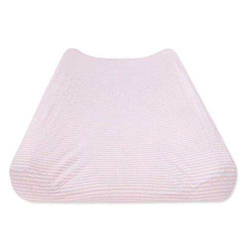 Burt's Bees Baby - Changing Pad Cover, 100% Organic Jersey Cotton Changing Pad Liner for Standard 16 x 32 Inch Changing Mats - Blossom Classic Stripe - Jersey Knit