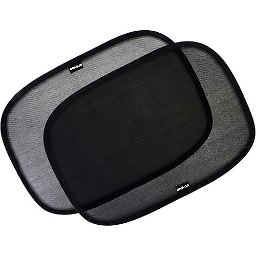 Enovoe Pack of 2 Car Window Shade for Baby - 19" x 12" - Cling Car Sun Shade for Windows - Sun, Glare and UV Rays Protection for Your Child - Car Window Shades for Side Window Use, Medium Size
