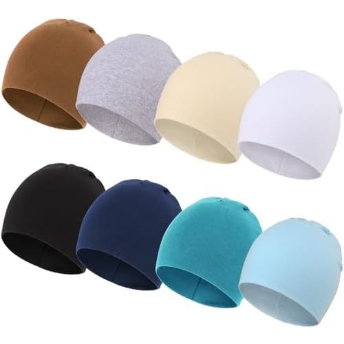 DRESHOW BQUBO 8 Pack Unisex Baby Beanie Hat Infant Baby Soft Cute Knit Cap Nursery Beanie