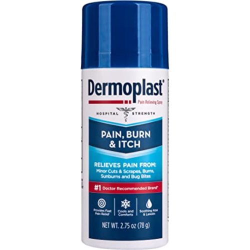 Dermoplast Pain, Burn & Itch Relief Spray for Minor Cuts, Burns and Bug Bites, 2.75 Oz (Packaging May Vary)