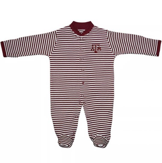Texas A&M Aggies MAROON Baby Striped Footed Romper Pajamas - 35010074