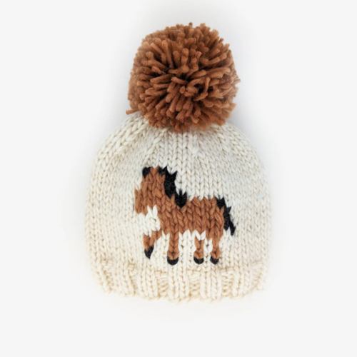 pony handknit beanie (cream) – Bridle Up Hope Shop