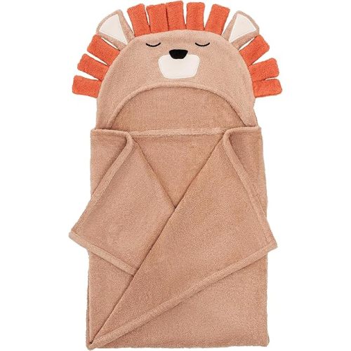 Natemia Premium Hooded Baby Towels - Ultra Soft Baby Bath Towel with Animal Design, Toddler Bath Towel, Newborn Towels for Boys and Girls - Brown Lion