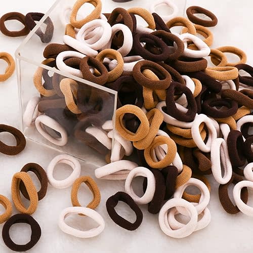 Mini Hair Ties for Girls, Toddlers and Infants - Tiny No Damage Ponytail Holders and Bands (Diameter 1 Inch, 4 Colors)