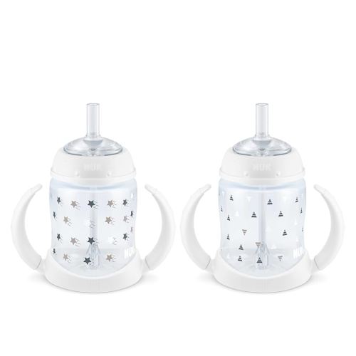 NUK Learner Straw Cup, 5oz, 2-Pack - Toddler Sippy Cup with Soft Straw for Easy Drinking, Suitable for Ages 8 Months and Up, Timeless Collection