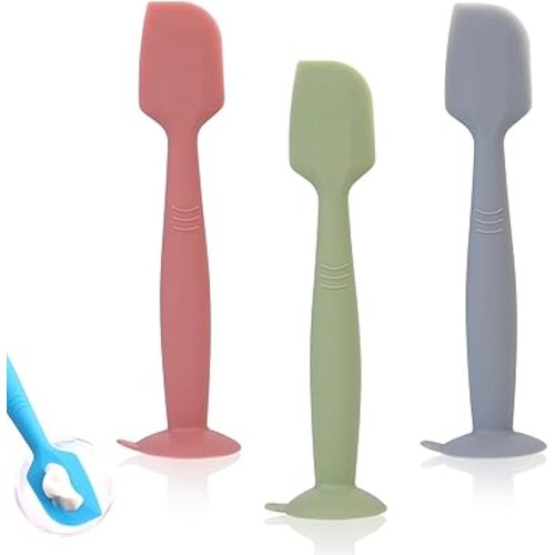 Baby Diaper Cream Spatula Applicator 3 Pack Butt Paste Spatula Soft Silicone,Diaper Rash Cream Applicator, Baby Essentials Must Haves Newborn Stuff (Red Green Grey)