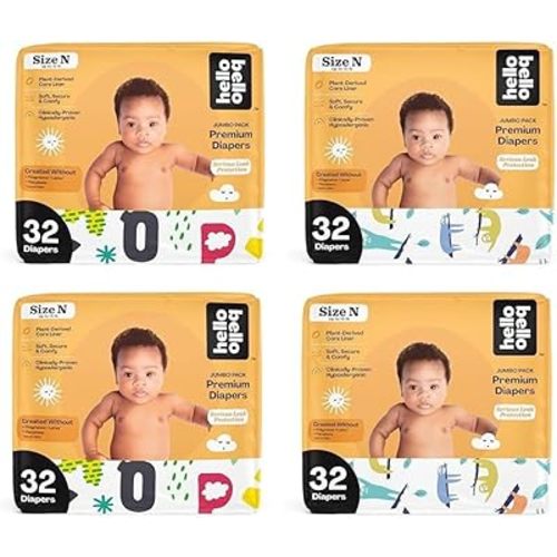 Hello Bello Premium Baby Diapers Size Newborn, 128 Count of Disposable, Extra-Absorbent, Hypoallergenic Baby Diapers with Snug and Comfort Fit, Alphabet Soup (64) and Sleepy Sloth (64)