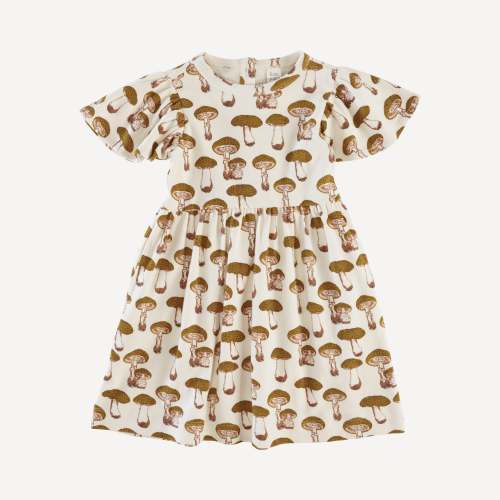 flutter sleeve dress | neutral fungi | organic cotton interlock