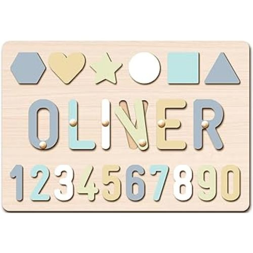 Personalized Wooden Name Puzzle with Pegs & Engraved Letter, Easter Toys for Toddlers 1-3, Kids Baby Easter Name Puzzle, Toddlers Fun & Educational Toys Learning Number