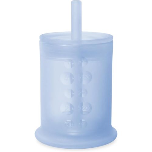 Olababy Silicone Training Cup with Straw Lid | Babies Water Drinking Cup | 6+ Mo Infant To 12-18 Months Toddler | Sippy Cup For Kids & Smoothie Cup | Baby Led Weaning (Blueberry, 5 oz)