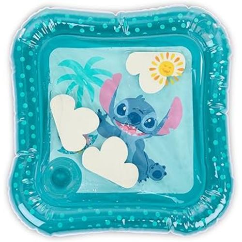 Bright Starts Disney Baby Stitch Water Mat, Making Waves Play Mat, 3 Floating Toys, Blue, Newborn+