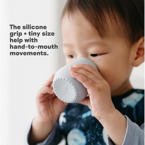 ezpz Tiny Cup (Lime) - 100% Silicone Training Cup for Infants - 4 months + - Designed by a Pediatric Feeding Specialist - Baby-led Weaning Essentials & Baby Gifts