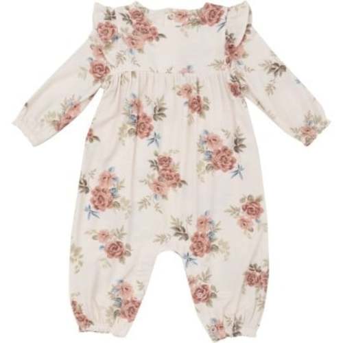 Romantic Roses Ruffle Sleeve Romper, Pink - Angel Dear Rompers | Maisonette