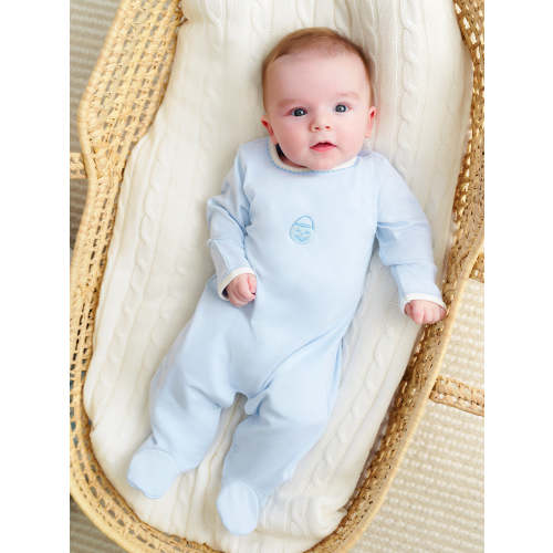 Rock Me Romper - Buckhead Blue with Palmetto Pearl & Pumpkin Embroider