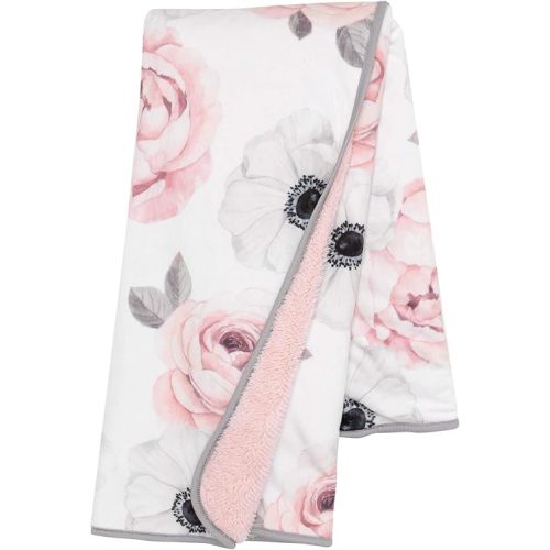 Lambs & Ivy Floral Garden Watercolor Floral Pink Ultra Soft Baby Blanket
