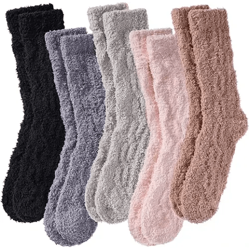 LANLEO Fuzzy Socks for Women Soft Cozy Fluffy Slipper Winter Warm Microfiber Plush Sleeping Socks