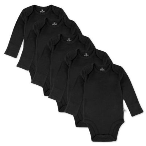 5-pack Organic Cotton Long Sleeve Bodysuits Black 0-3m