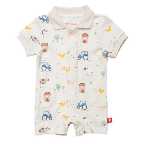 pasture bedtime organic cotton magnetic short sleeve romper