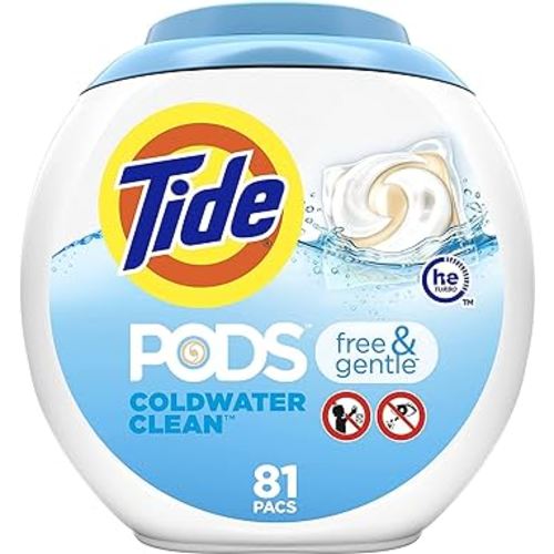 Tide PODS Free & Gentle Laundry Detergent Soap Pods, 81 count