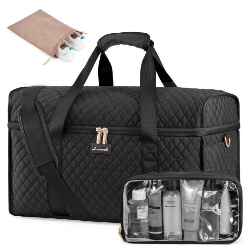 Lovevook Travel Duffle Bag, Quilted Weekender Overnight Bag with Toiletry Bag, Gym Beach Mummy Hospital Bag with Wet Pocket