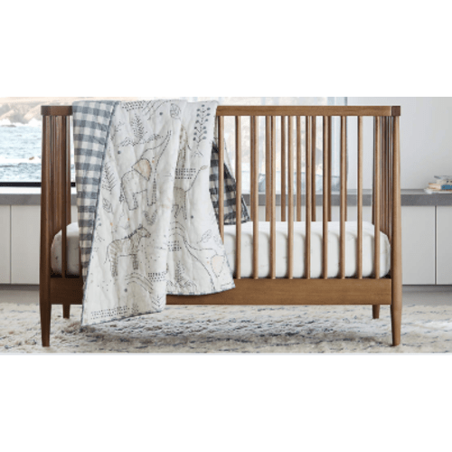 Hampshire Natural Brown Wood Convertible Baby Crib with Toddler Bed Rail