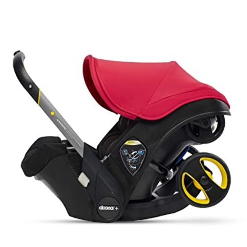 Doona Infant Car Seat & Latch Base - Rear Facing Car Seat and Car Seat Base, Car Seat to Stroller in Seconds - US Version, Flame Red