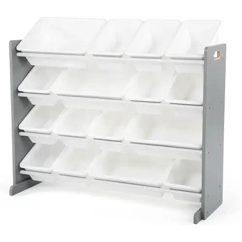 Humble Crew Supersized Toy Storage Organizer with 16 Removable Bins, Grey/White – Large Toy Storage for Toddlers Ideal for Kids' Rooms, Playrooms, and Nurseries - Modern Toy Bins for Kids