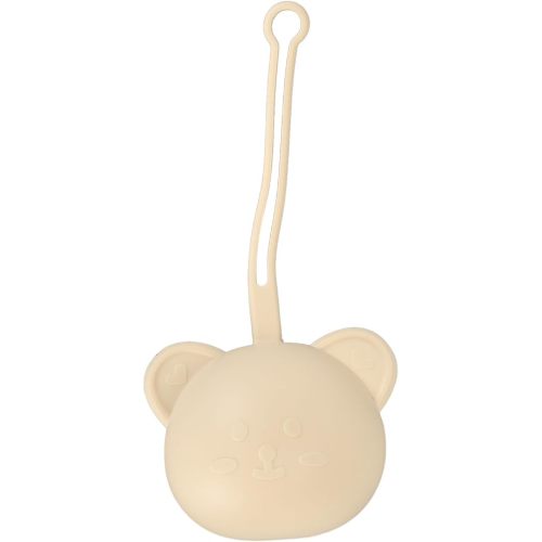 Pacifier Holder Case,Silicone Cute Portable Pacifier Storage Case for Stroller Home Travel (Milk Tea Color)