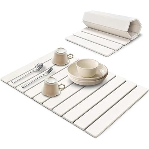 Extra Large Stone Dish Drying Mats for Kitchen Counter, 28"(L)×16"(W), Eco - Friendly Diatomaceous Stone Mats, Non - Slip Collapsible Absorbent Stone Dish Drying Mat for Multi - Purpose