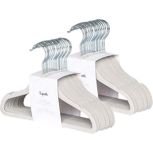 3 Sprouts Baby Velvet, Non-Slip Clothes Hangers - Pack of 30 - Gray