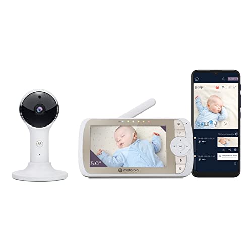 Motorola Baby Monitor VM65-5" WiFi Video Baby Monitor with Camera HD 1080p - Connects to Smart Phone App, 1000ft Long Range, Two-Way Audio, Remote Pan-Tilt-Zoom, Room Temp, Lullabies, Night Vision
