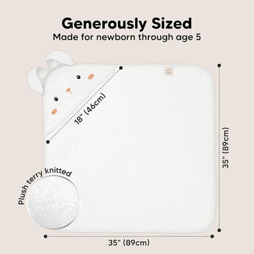 KeaBabies Hooded Baby Towel for Newborn - Viscose Derived from Bamboo Large Baby Bath Towels with Hood for Boys, Girls, Toddler, Extra Absorbent & Soft Newborn Bath Essentials (Bunny)