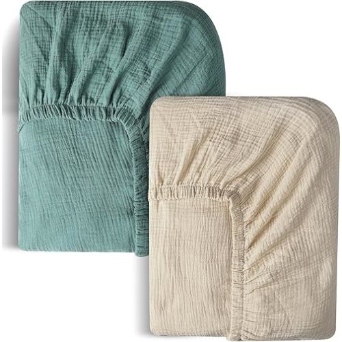 Muslin Cotton Crib Sheets 2 Pack 100% Cotton 28x52 Inch Bohemian Style